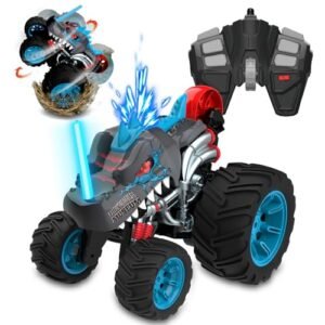 OSQI Dinosaur Remote Control Car - Monster Truck Toys - 2.4Ghz Fast Stunt RC Truck, with Light, 360° Rotation, Upright Walking and Drifting, Suitable for Birthday Gifts for Toys Aged 3-12 (Black)