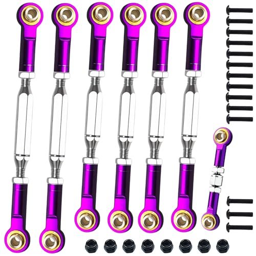 Stainless Steel Adjustable Turnbuckles Camber Links with Rod Ends Set for Traxxas Rustler RC Car Parts Purple