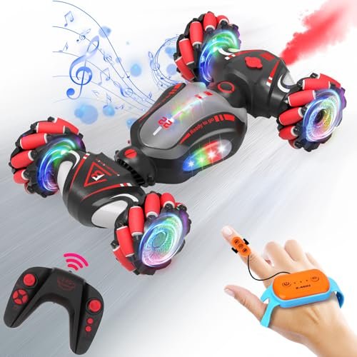 Gesture RC Cars with RC Drift Wheels BBS Remote Control Car for Kids Boys Girls Ages 6 13 4WD Off Road Stunt Drift Car 2.4Ghz Gesture Sensing Black