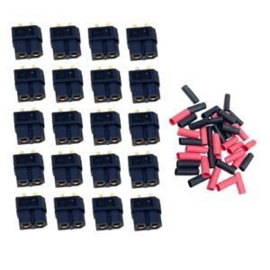 Hengfuntong Elec 20Pcs 10 Pairs Black XT60 Plug Connectors Male Female Gold Plated Pins 3.5mm Bullet with Shrink Tubing for RC Parts