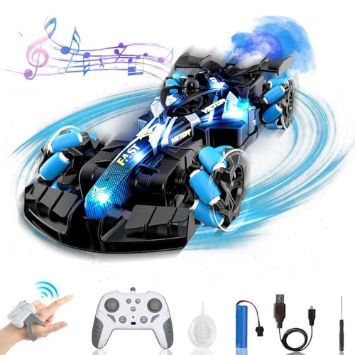 OSQI 2.4GHz Gesture Sensing Remote Control Car - 360° Spin High Speed Drift F1 Formula Racing, with Spray, Music & Light, 2 Control Mode, Toy for Kids 8-12 Year Birthday Coolest Best Toy (Blue)