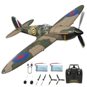 HBSAPKKA Best EPP RC Plane 4CH Ready to Fly Spitfire with 6 Axis Gyro Stabilizer One Key Aerobatic and 2 Batteries for Adults and Kids