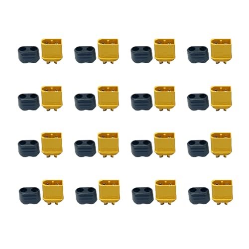 20Pcs Yellow XT60H XT60 Upgrade Plug Connectors Male Female Gold Plated Pins 3.5mm Bullet with Sheath for LiPo Battery RC Charger