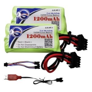 Skymaker 7.4V 1200mAh Li ion Rechargeable Battery for Lesu RC Semi Trucks WPL C24 D12 High Performance SM 4P Connector