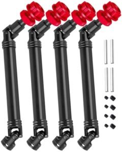 RcarmubWow RC Components Calypso Wheel Driveshafts Upgrade Kit for 1/10 Kraton Outcast 4x4 4S V2 BLX Harden Steel CVD Axles Wheel Hex Hub 4PCS Black with Red