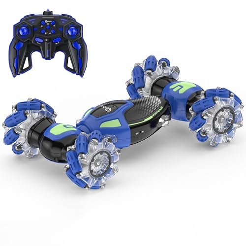 Contixo RC Tundra Wheels Stunt Racing Car Blue 4WD Off Road 360 Degree Flips Bluetooth Remote Control Toy for Kids Ages 6 and Up