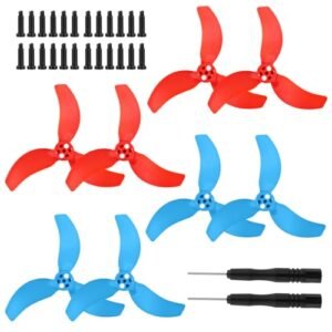 8pcs Propeller Blades for DJI Avata 2 Drone Exploring Why Do RC Helicopters Have 2 Rotors Low Noise 3 Blades Design Blue and Red