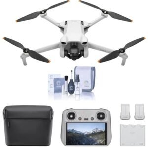 DJI Mini 3 Fly More Combo DJI RC Lightweight Foldable Mini Camera Drone with 4K HDR Video 38 min Flight Time True Vertical Shooting and RC Tire Cleaning Kit