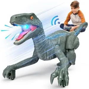 J Rootage Remote Control Dinosaur by J and J RC Hobbies Realistic Walking Rechargeable Toy with 3D Eyes and Sound Effects for Kids Ages 3 and Up