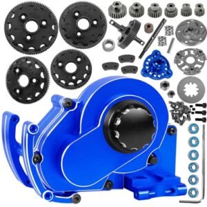 Aluminum Transmission Gearbox Upgrade Part for 2WD RC Trophy Truck Slash Bandit Stampede Rustler Models Navy Blue