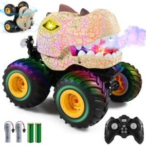 DYODYORC 2.4Ghz All Terrain RC Monster Truck with Shocks Music and Spray Yellow Toy for Kids
