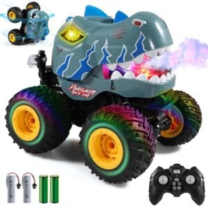 DYODYORC 2.4Ghz RC Monster Truck with Advanced Suspension All Terrain Dinosaur Toy for Boys and Girls Gray
