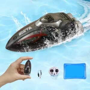 AquaZoom Mini Eco RC Boat 2.4Ghz Waterproof Rechargeable Remote Control Toy with LED Lights for Kids Ages 8 12
