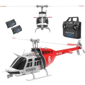 Bell 206 C138 Single Rotor RC Helicopter with 6CH 6 Axis Gyroscope and Optical Flow Localization for Beginners and Adults Red