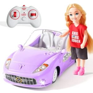 UMONIE Quarter Scale RC Engines Remote Control Car with Doll for Girls Ages 4 7 1 18 Scale 2 4Ghz Racing Car with Lights