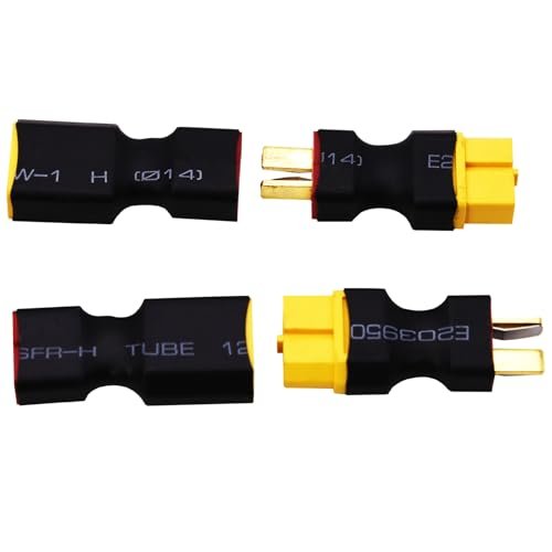 Blomiky 2 Pack Male T to Male XT60 and 2 Pack Female T to Female XT60 Plug Adapter Convertor for RC Truck Drone Vehicle Battery