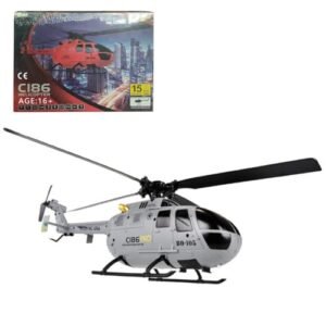 LETDIYMOC C186 BO105 RC Helicopter Toy for Adults with RC Essential Oil Diffuser Benefits 2.4G 4CH Remote Control 6Axis Gyroscope 6G Mode One Key Takeoff Landing RTF Grey