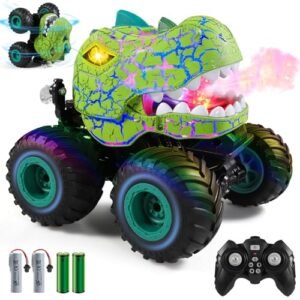 DYODYORC 2.4Ghz All Terrain RC Monster Truck with Camera Spray Music and 3 Lighting Effects Stunt Capable Toy Gifts for Boys and Girls Green