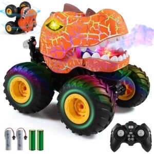 DYODYORC 2.4Ghz All Terrain RC Truck with Advanced Lighting System Stunt Capable and Spray Feature for Kids Orange