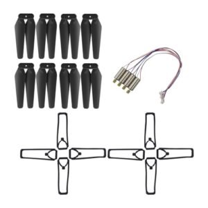 Generic Set of 12 Replacement Propellers and Motor Guards for E88Pro E88 Drone, multi, Black
