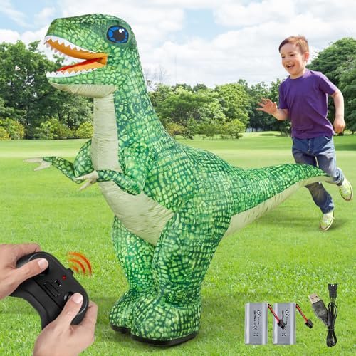 Rex RC Engines Remote Control Dinosaur Toy Inflatable T Rex for Kids with 360 Rotation and Rechargeable Batteries