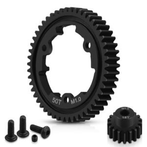 Lunar Eclipse RC Plane 50T Spur Gear Wide Face 1.0 Metric Pitch Hardened Steel with 18T Motor Pinions for Trax 1 10 E Revo 2.0 VXL 1 5 X Maxx 1 7 XO 1 RC Models
