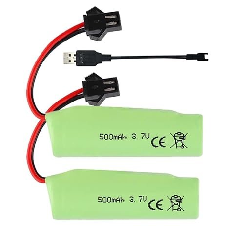 Pinsinholy 2PACK 3.7V 500mAh SM 2P Plug Rechargeable Li ion Batteries with USB Charger for Lego Technic Truck RC and Other Remote Control Vehicles