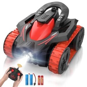Eulogia Remote Control Car with Eneloop RC Batteries 4WD All Terrain Stunt Truck 360° Rotating for Boys