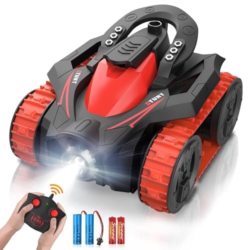 Eulogia Remote Control Car with Eneloop RC Batteries 4WD All Terrain Stunt Truck 360° Rotating for Boys