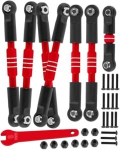 Traxxas HopsupRC RC Bulldozer 1/10 Adjustable Turnbuckles Camber Links Toe Link Alloy Front Rear Link Set Red