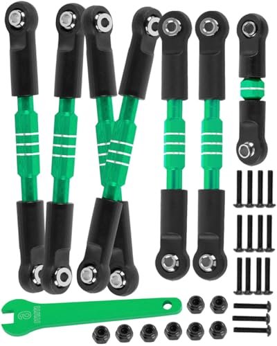 HopsupRC RC Helicopter Upgrades Adjustable Turnbuckles Camber Links Toe Link Alloy Front Rear Link Set Green