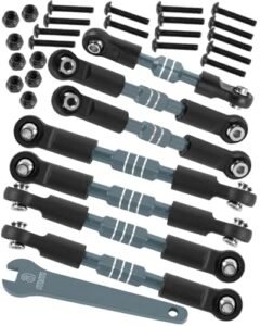 HopsupRC 1/10 RC Tires Aluminum Front Rear Link Set Upgrade for Slash Rustler Stampede Bandit VXL 2WD Adjustable Turnbuckles Camber Toe Links