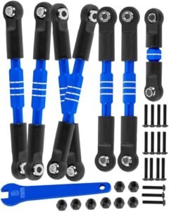 Traxxas HopsupRC Adjustable Turnbuckles Camber Links Toe Link Part RC Boat Upgrade for 1/10 Slash Rustler Stampede Bandit VXL 4WD 4X4 Alloy Front Rear Link Set Navy Blue