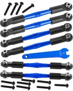 Arrma Big RC 4X4 Trucks Adjustable Turnbuckles Camber Linkage Rod Set 6PCS Navy Blue Upgrade Parts for Typhon Big Rock Models