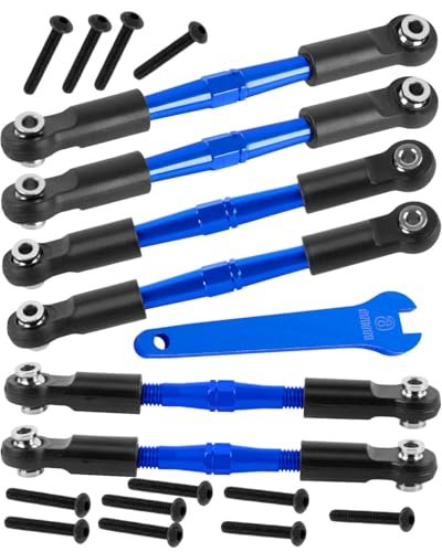 Arrma Big RC 4X4 Trucks Adjustable Turnbuckles Camber Linkage Rod Set 6PCS Navy Blue Upgrade Parts for Typhon Big Rock Models