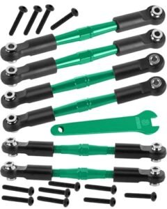 RC Big Crane Adjustable Turnbuckles Camber Upgrades Part for 1/8 Typhon 4WD 3S MEGA 550 BLX and 1/10 Big Rock 4X4 V3 3S BLX RC Car 6PCS Green