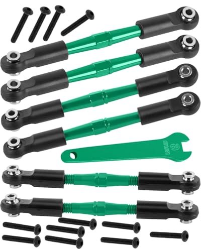 RC Big Crane Adjustable Turnbuckles Camber Upgrades Part for 1/8 Typhon 4WD 3S MEGA 550 BLX and 1/10 Big Rock 4X4 V3 3S BLX RC Car 6PCS Green