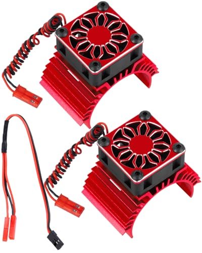RcarmubWow RC Aluminium 36MM 14000 RPM Brushless Motor Heat Sink with Cooling Fan for 1/10 RC Buggy Tires Upgrades