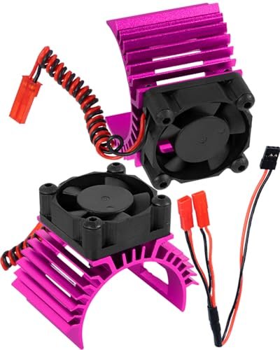 Pink RC Aluminum 36mm Heat Sink with 4.8 8.4V Cooling Fan 1 Pair Upgrade Part for 1/10 3650 3660 3670 540 550 Size Brushless Engine Motor RC Car Engine Mods