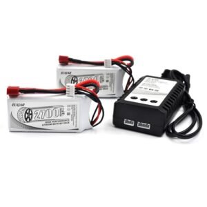 (2-Pack) 11.1V 2700mAh 25C 3S LiPo Battery with T-Plug and B3 Balance Charger Replacement for MJX H16P H16E H16GT H16BM H16PL 14301 14302 14209 14210 JC16EP RCM029 RCM027 RCM017 M161 RC Cars