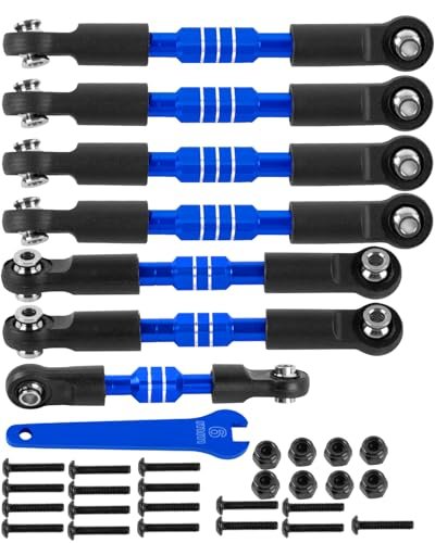 RCHuiWow RC Turnbuckles Camber Links Upgrades Part for 1/10 Slash 2WD(VXL),Rustler 2WD(VXL),Stampede 2WD(VXL),Bandit 2WD(VXL),Alloy Aluminium Adjustable Turnbuckles Links Hops up,7pcs,Navy Blue