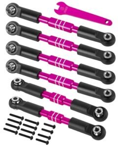 RCHuiWow Mega Motors RC Aluminium Turnbuckles Camber Links Upgrade for 1/10 Big Rock V3 3S BLX 1/8 Typhon 3S BLX Typhon Mega 550 Alloy Tie Rods Pink