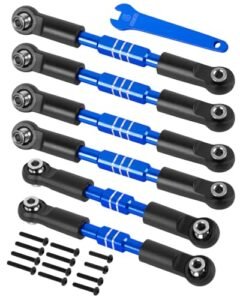 RCHuiWow Big RC Motorcycle Aluminium Turnbuckles Camber Links Upgrade for 1/10 Big Rock V3 3S BLX 1/8 Typhon 3S BLX Typhon Mega 550 Alloy Tie Rods Navy Blue