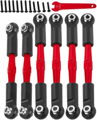 RCHuiWow Alloy Aluminium RC Turnbuckles Camber Links for Big RC Wheels Upgrade on 1/8 Typhon 3S BLX and 1/10 Big Rock V3 3S BLX 6pcs Red