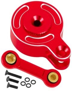 RCHuiWow RC Servo Saver Set 25T for Big RC Airplanes Flying and 1/10 Big Rock 3S BLX Granite Senton 3S BLX Mega 550 Kraton Outcast 4S BLX 1/8 Typhon 3S BLX Mega 550 Alloy Fixed Link Steering Servo Saver Red