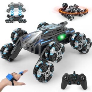 GIAT Hot Wheels RC Stunt Car Toy 8 Wheels Gesture Sensing Remote Control Off Road Vehicle with 360 Degree Flips Lights and Music for Boys Ages 5 12