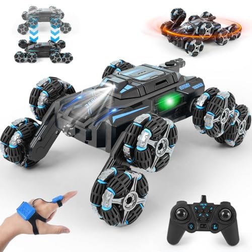 GIAT Hot Wheels RC Stunt Car Toy 8 Wheels Gesture Sensing Remote Control Off Road Vehicle with 360 Degree Flips Lights and Music for Boys Ages 5 12