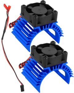 RCHuiWow Lego RC Buggy Motor Alloy Heat Sink with 4.8 8.4V Cooling Fan for 3650 550 540 Size Brushless Engine 36MM 14000RPM Heatsink 2pcs Navy Blue