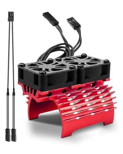 EMIHO RC Motor Cooling Fan Compatible with 1/8 RC Car Tires for 4068 4076 4082 4092 Brushless Motors 27000RPM 8.4V 1.5A Red