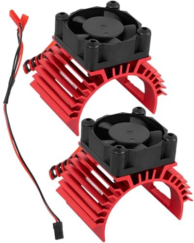 RCHuiWow RC Alloy Heat Sink with Cooling Fan for 3650 550 540 Size Brushless Motor Optimizes RC Brushless Motor Temperature Control 36MM 14000RPM 2pcs Red